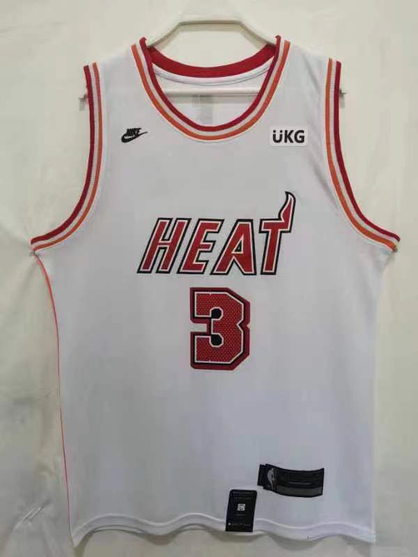 Men Miami Heat #3 Wade White Throwback Nike 22-23 NBA Jersey